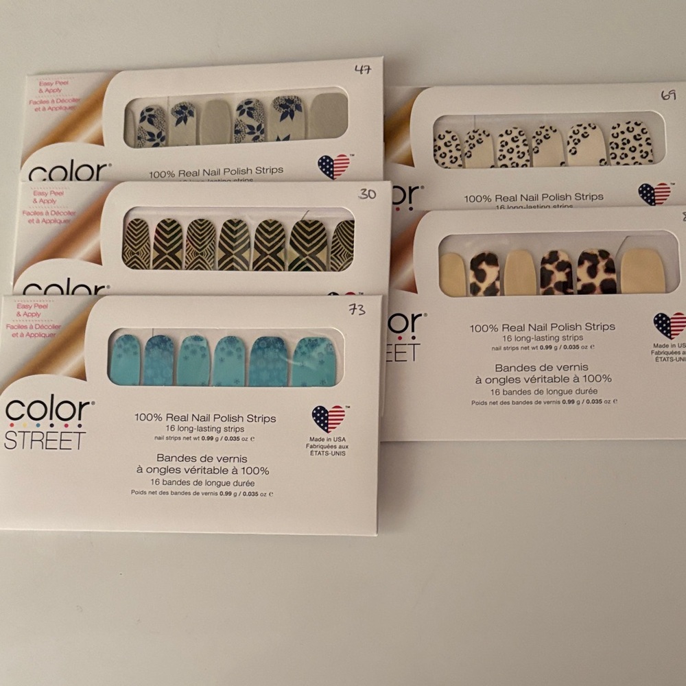 Color Street Press-On Nails - Blue, Black, Tan Designs